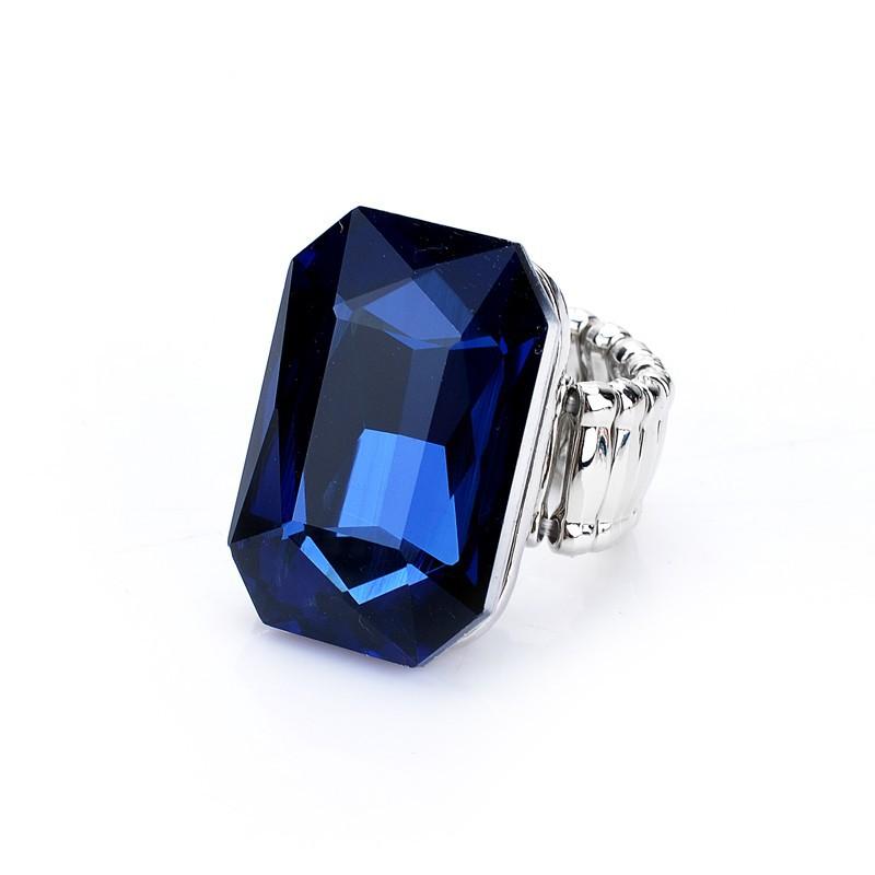 Personality Elegant 7 Colors Big Ring For Women Big Resin Stone Fashion Elastic Stretch Finger Rings Christmas Jewelry