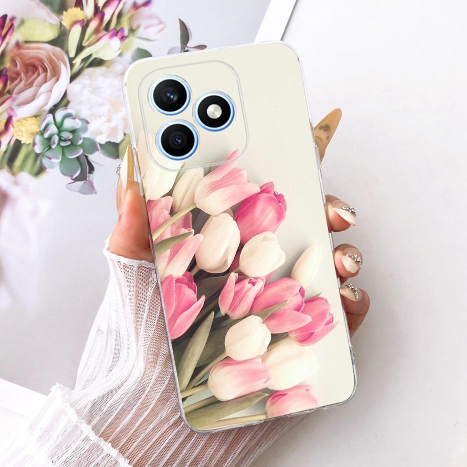 For Honor X8d 4G Case Cute Cat Luxury Flowers Painted Cover Soft Slim Phone Case For Honor X8d X 8d HonorX8d 4G Back Cover Coque