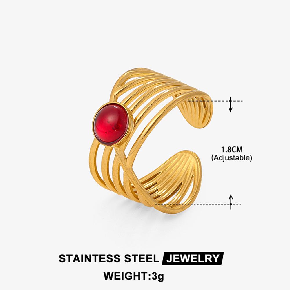 Boho Mehrfarbiger Türkis Edelstahl Offener Ring, Umweltfreundlich & Lichtecht, Schlichtes Titanstahl Design für Damen
