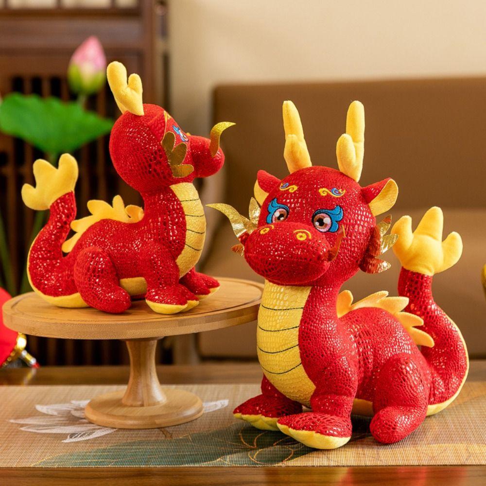 Soft Zodiac Dragon Doll Cartoon Dragon Plush Toys Cute Chinese Dragon Mascot  Years Gift