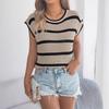 Loose Casual Striped Knitwear Top Color Block Street Style Women's Fashion Cross-Border Summer Basic Fit Batwing Sleeve