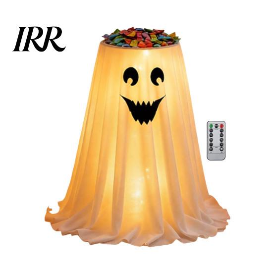Festival Atmosphere Props Halloween Ghost Candy Bowl Stand with Remote Control, Large LED Lighted Creative Holiday Table Centerpiece Cute Holder