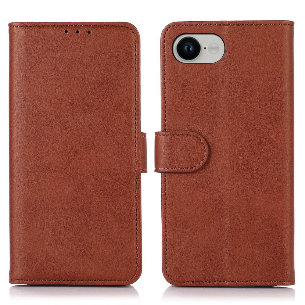 For iPhone 16e Case Cowhide Texture Leather Wallet Phone Cover with Stand