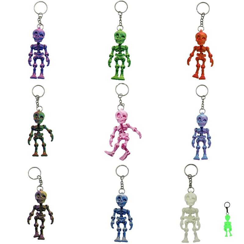 3D Printed Skeleton Keychain Pendant Joint Mobility Skeleton Stress Relief Toys Desktop Ornament Craft For Kid Halloween Gift