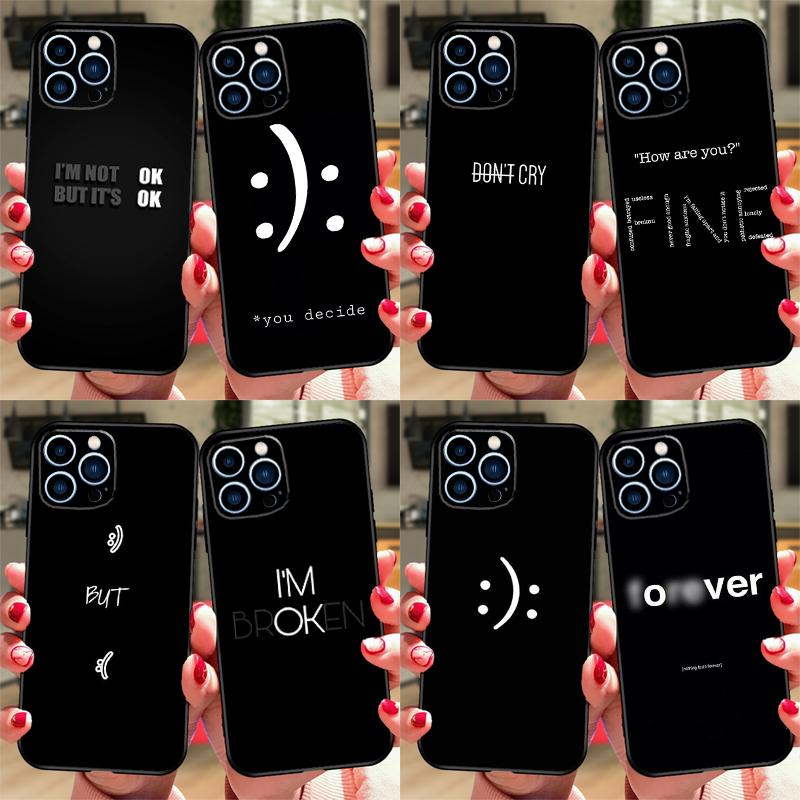 Sad Depression Black Word Case For Samsung Galaxy A36 A56 A26 A16 A06 A53 A33 A13 A12 A32 A52 A55 A35 A15 A54 A34 A14