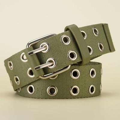 Men's Belt Canvas Belt Double Row Pin Buckle Belt Fashion Casual WOMEN'S Belt Outdoor Sports Belt with Cargo Pants Jeans Belt