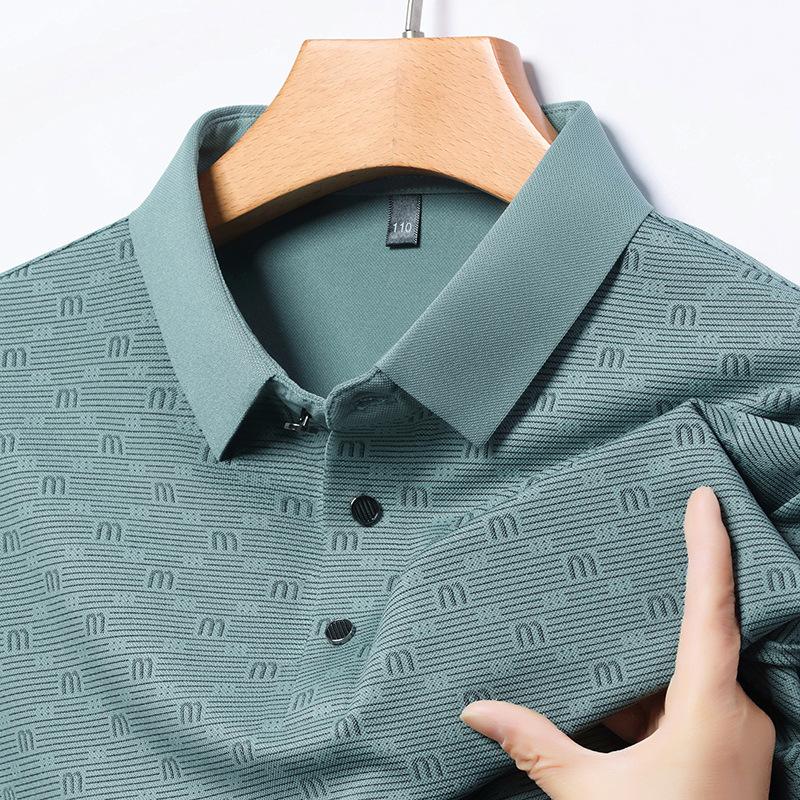 Short Sleeve T-Shirt Men'S Medium And High Elastic Business Casual Lapel Polo Shirt