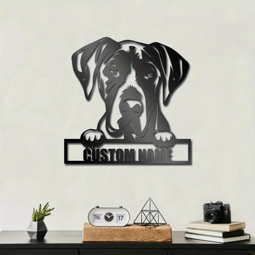 Unique Tailorable Art Deco Iron Metal Plaque Great Dane Design Wall Mounted Animal Themed Decor for Home Office Easy To Hang