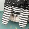 Cute Bunny Ear School Backpack with Clear Front Pocket Top Handle Casual Daypack for Girls Daily Use