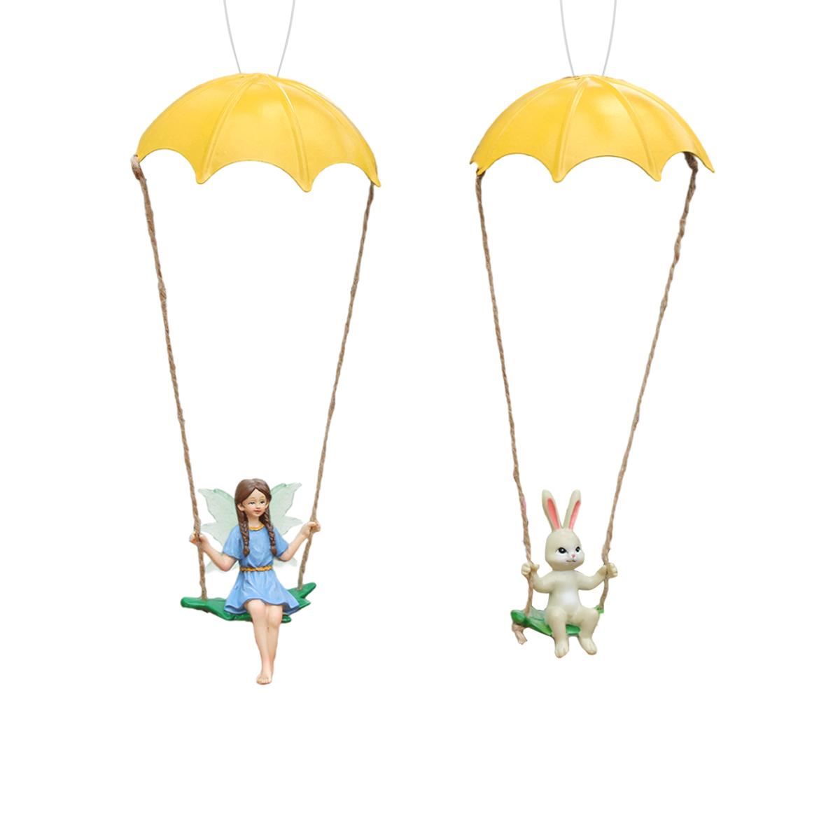 

2pc Parachute Fairy and Rabbit, Easter Decoration Pendant, Creative Garden/Home Decoration Pendant