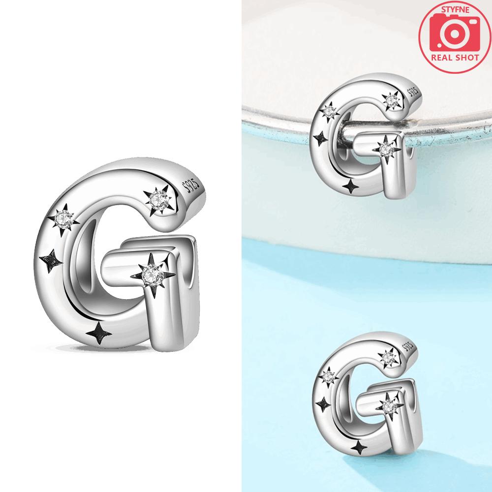 925 Silver Elegant A-Z White Zircon 26 Letters Charms Beads Fit Bracelet Women Jewelry DIY Birthday Anniversary Gift