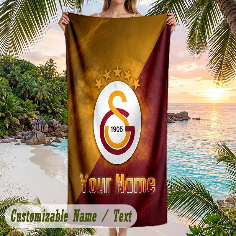 Beach Towel Galatasaray FC Print Custom Name Text Soft Towel for Swimming Pool