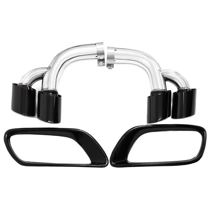 Compatible BMW X6 E71 (09-13) Quad Exhaust Upgrade: Black Stainless Steel Tail Pipes.