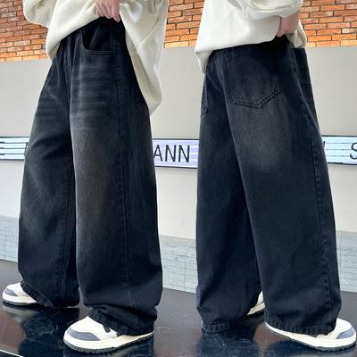 Boys' Pants Spring and Autumn Children's Straight Leg Jeans Medium and Large Kids' Loose Casual Pants