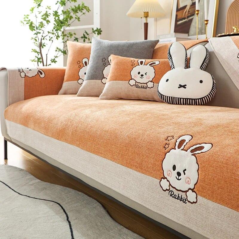 Lucky Bear Sofabezug Vier Jahreszeiten Universal Sofahandtuch für Wohnzimmer Rutschfester Schutz Couchmatte Überwurf Sitzkissen