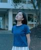 Ohesio Stripe Logo Crop T-Shirt, Blue