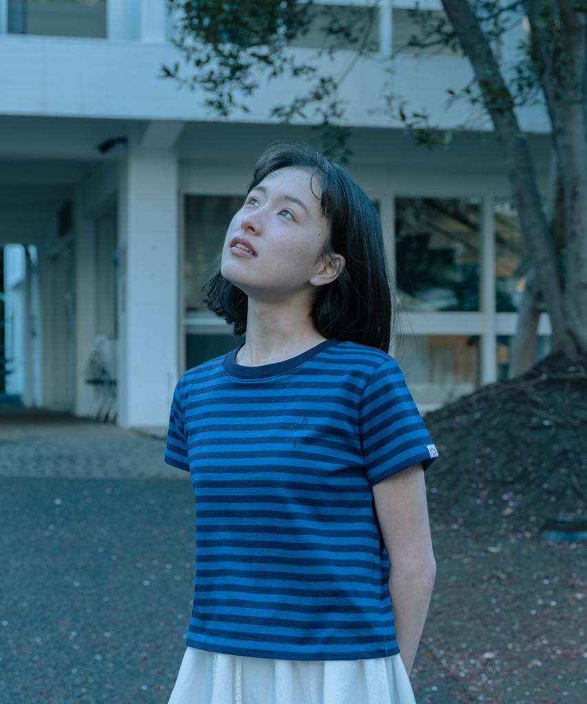Ohesio Stripe Logo Crop T-Shirt, Blue