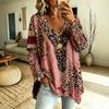 Large Size Women's Tops 3D Printed V-neck Long Sleeved Loose Fashion Autumn Mid Length T-shirtS