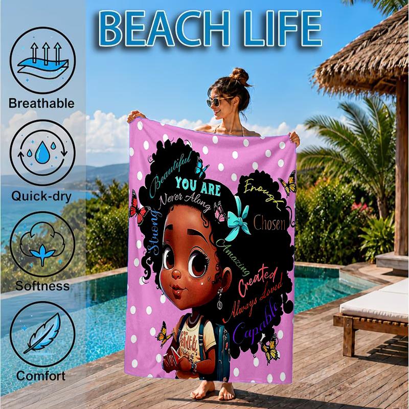 Black Princess Magic Celebration Beach Towel, Microfiber Beach Towel, Perfect For Pool, Beach, Travel, Home Decor Beach Party Fan gifts
