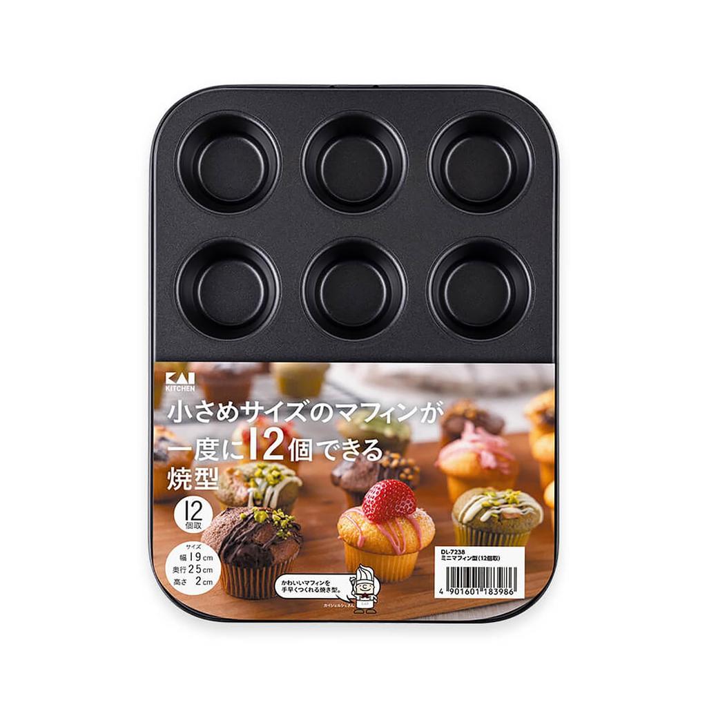 Kai Corporation Muffin Pan, 12-Cavity, Cake Pan, Baking, KAI KITCHEN DL7238