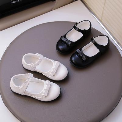 Scarpe Scolastiche per Bambina Nero Bianco Opaco Scarpe Principessa per Bambini con Semplice Fiocco Nuove 2025 Scarpe Piatte per Bambini Punta Tonda Colore Unico