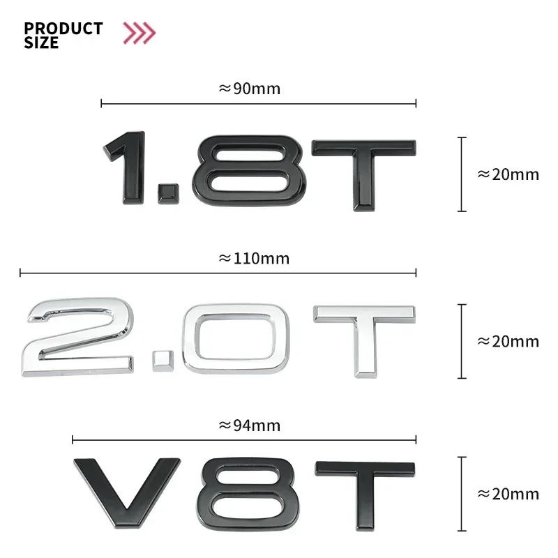 1.8T 2.0T 3.0T V6T V8T ABS badge stickers car rear trunk displacement decoration label