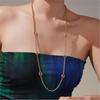 80cm Long Necklace In Stainless Steel 18k Gold Plated Chain Necklace Inlaid Zircon Charms Sweater Chains Necklaces for Women