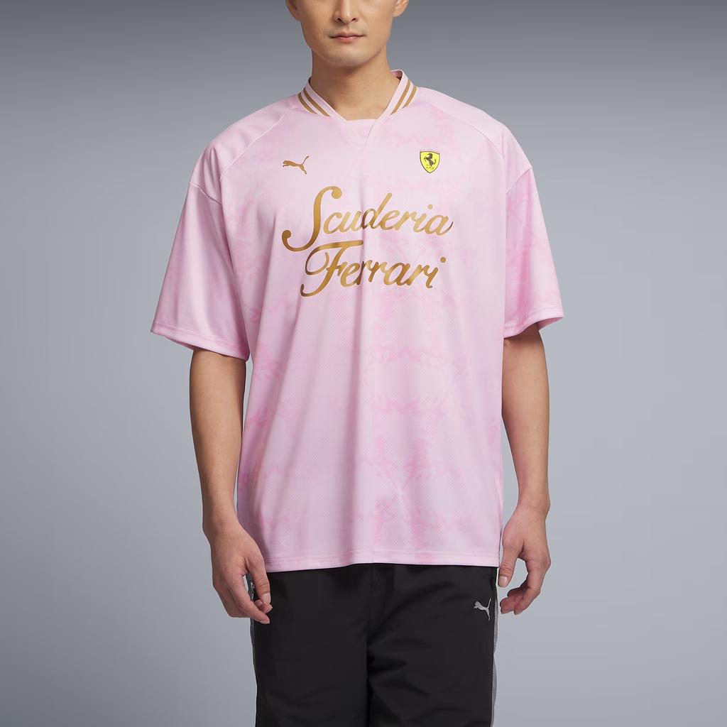 Puma Ferrari Yoh Jersey Loose Letter Insert V-Neck Short Sleeve T-Shirt Men Tops 638394-03