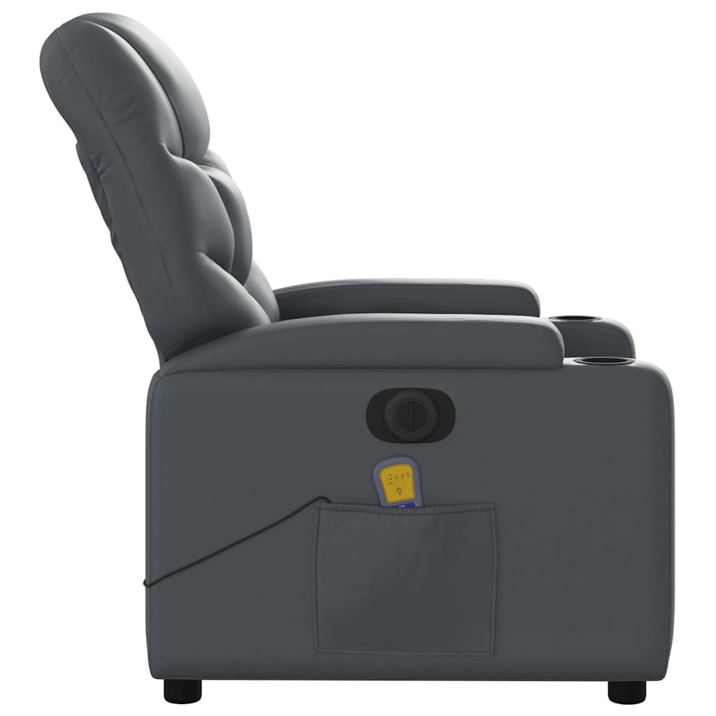 Electric Massage Chair Grey Synthetic Leather