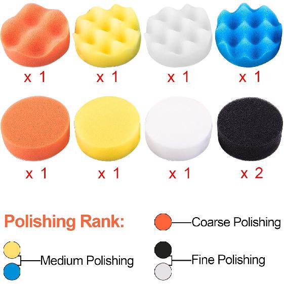 SIQUK 16 Pieces 7 Inch Buffing Pads Foam Polishing Pad Kit Polisher Pads Bonnets Wax Buffer Polish Pads Car Buffer Attachment for Drill