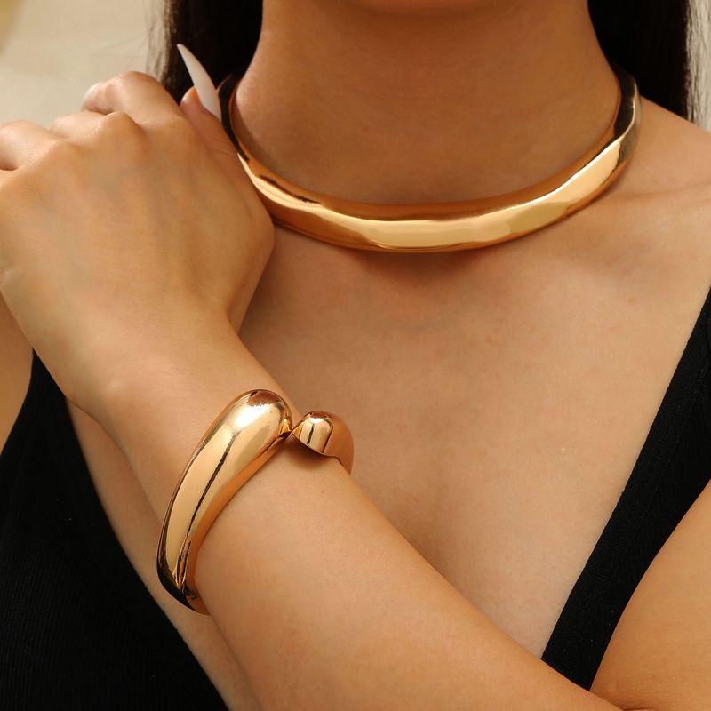 European and American Cross-Border Personalized Geometric Metal Glossy Spring Open Choker Bracelet for Women Punk Simple Necklace Choker