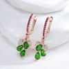 Kienl Nowy Kolor Różowego Złota Długi Kolczyk Dla Kobiet Vintage Zielony Naturalny Cyrkon Kolczyk wiszący w kształcie Kwiatu Wysokiej Jakości Codzienna Biżuteria
