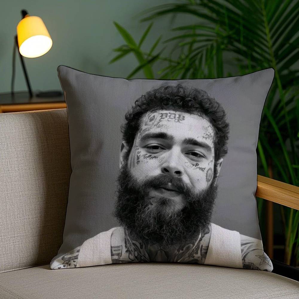 P-Post M-Malone Pillow Case Home Dorm Chair Back Short Plush Double-Sided Printing Office Nap Time Cushion Cover