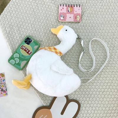 Bolsa mensageiro de ganso branco celebridade da internet nova bolsa de ombro de pato de desenho animado fofo bolsa de ombro de boneca de pelúcia fofa para meninas