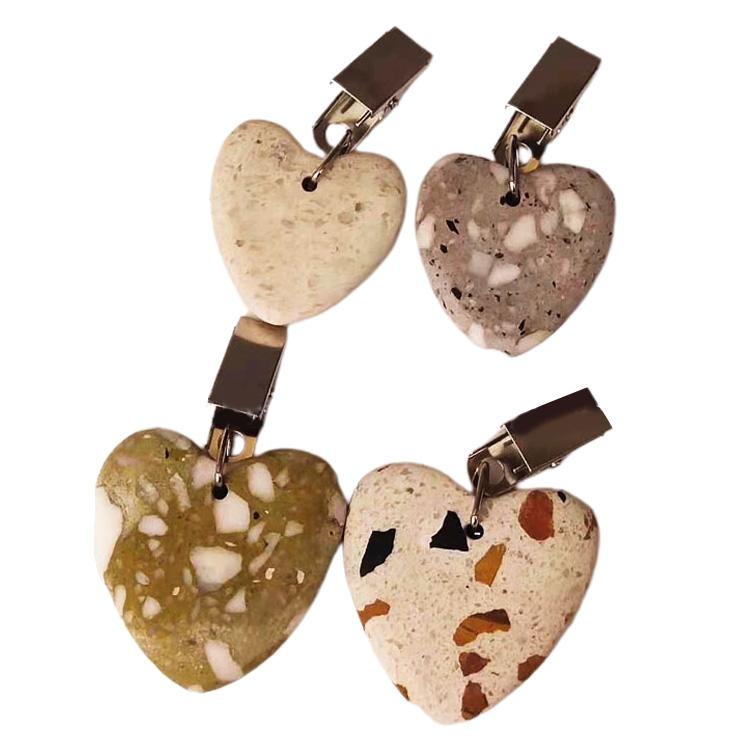 4 Pcs Table Cloth Clips for Outside Table Tablecloth Weights Clips Marble Heart Shape Heavy Duty Tablecloth Pendant
