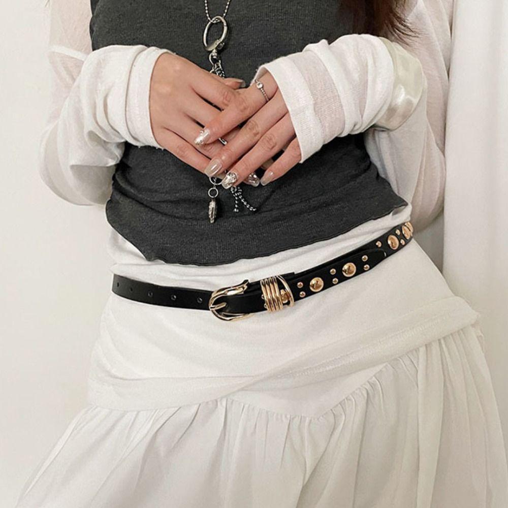 American Style Rivet Waist Belt New Design Women's Jeans Belt Adjustable Y2k Thin Belt Spicy Girls