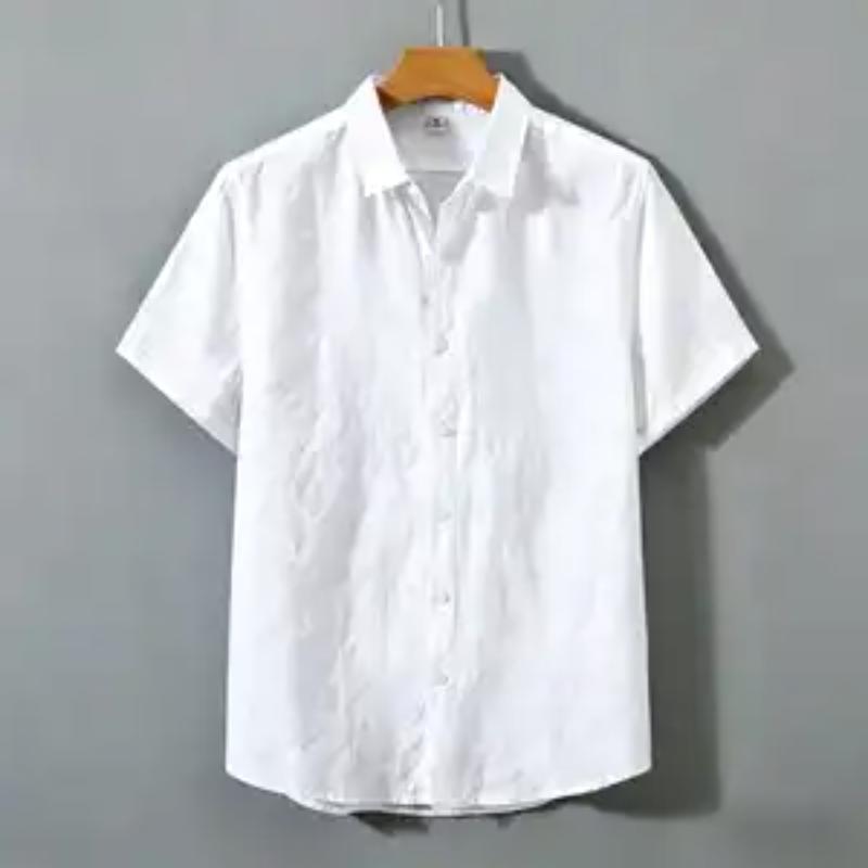 

Mens Solid Color Short Sleeve Button-Down Shirt M білий
