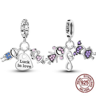 Copper Luck In Love Foerver Sistet Charms Pendant Jewelry Fit Original Bracelet For Women Diy Gift Party