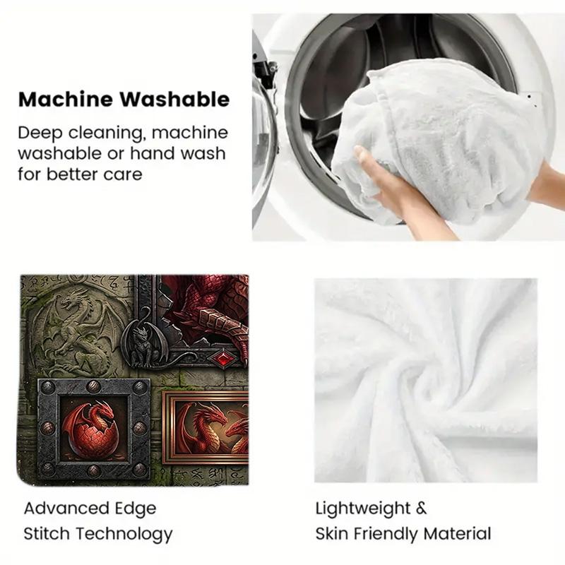 Dragon Compilation 2D Flat Pattern Flannel Blanket, High Quality All Seasons, Home Decor, Warmth and Comfort, Perfect for Christmas Gifts.