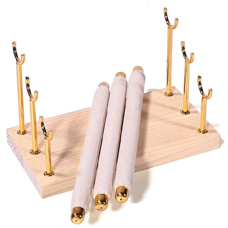 Space Saving Rings Storage Organizer Portable Wood Base Accessories Display Rack