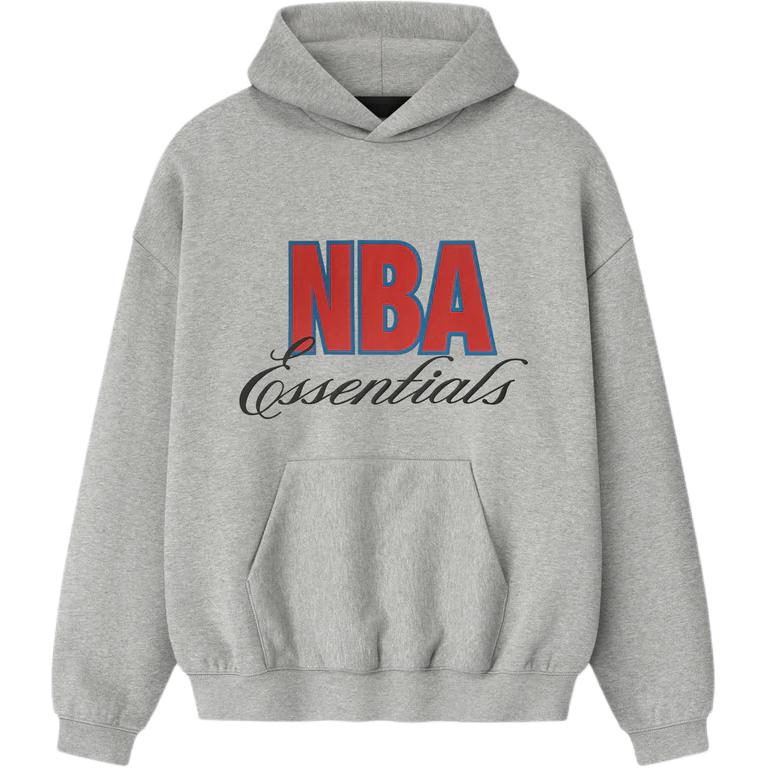 Fear of God Essentials NBA 90s Hoodie Concrete Heather Unisex Tops Grey 192NB256703F XS