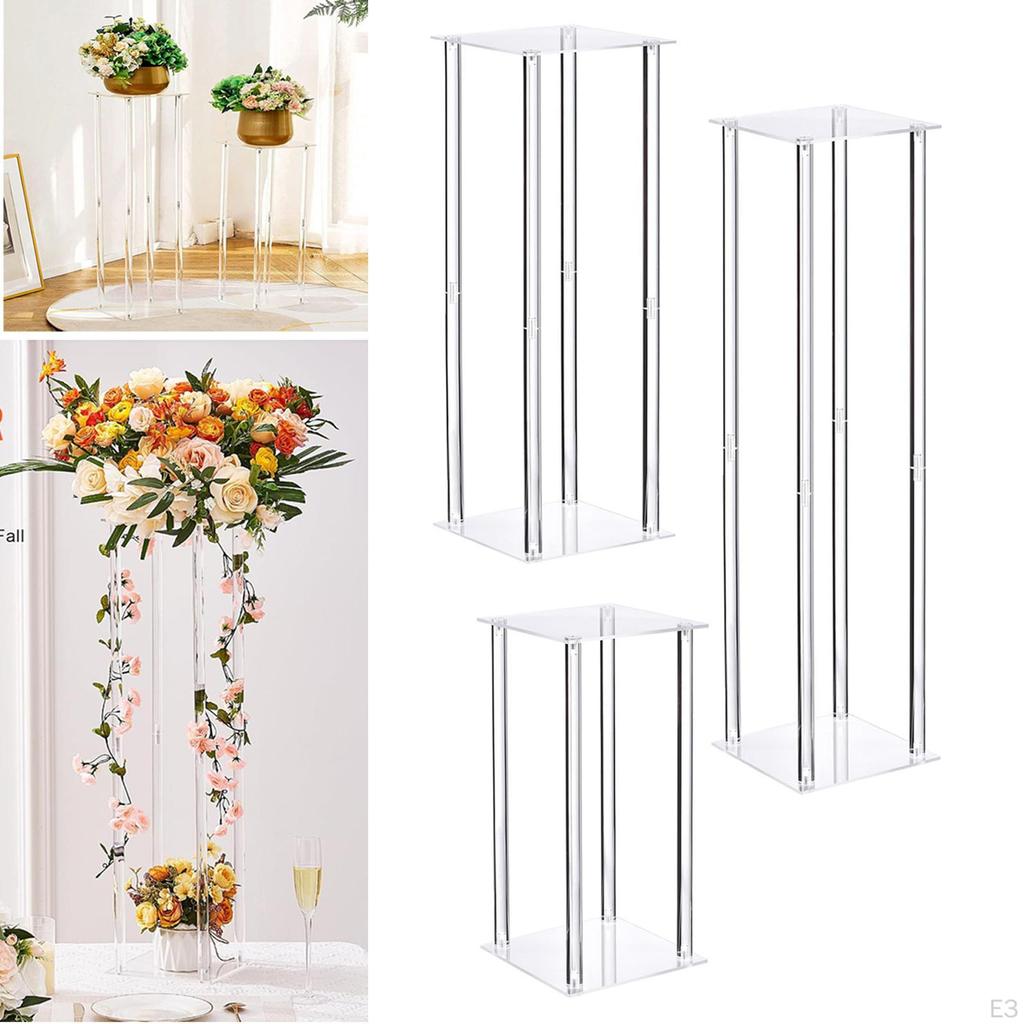 Acrylic Flower Stand Pillar Column Geometric Transparent Pedestal Tall Vase for Home