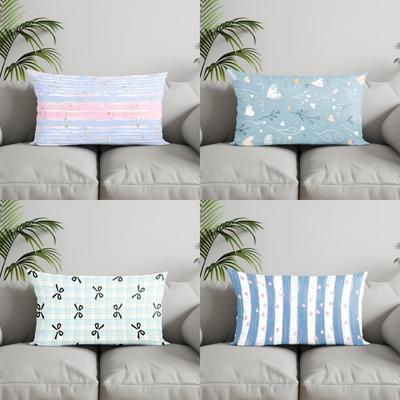 Decoração de Casa Listrado Floral Capa de Almofada Longa Adequada Para Sofá Quarto Carro Capa de Almofada Almofada Retangular Almofada de Encosto