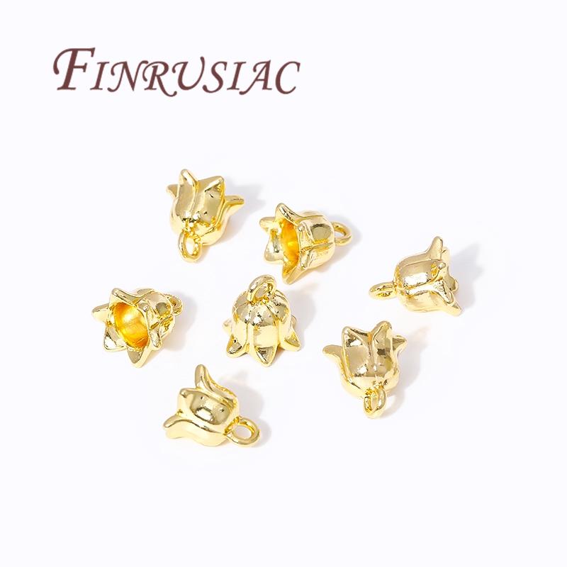 18K Gold Plated Brass Flowers Charms For Jewelry,Pendants For Necklace Making Accessories,Handmade DIY Jewellery Materials