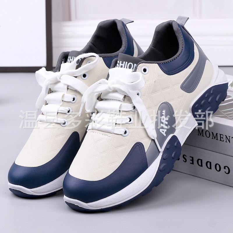 Nouvelles chaussures en cuir pour hommes printemps et automne chaussures de sport décontractées de course légères chaussures de course à plateforme décontractées