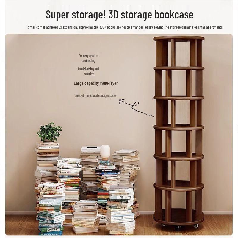 360° Rotating Children's Corner Bookshelf: Floor-standing & Wall-mounted Storage Rack