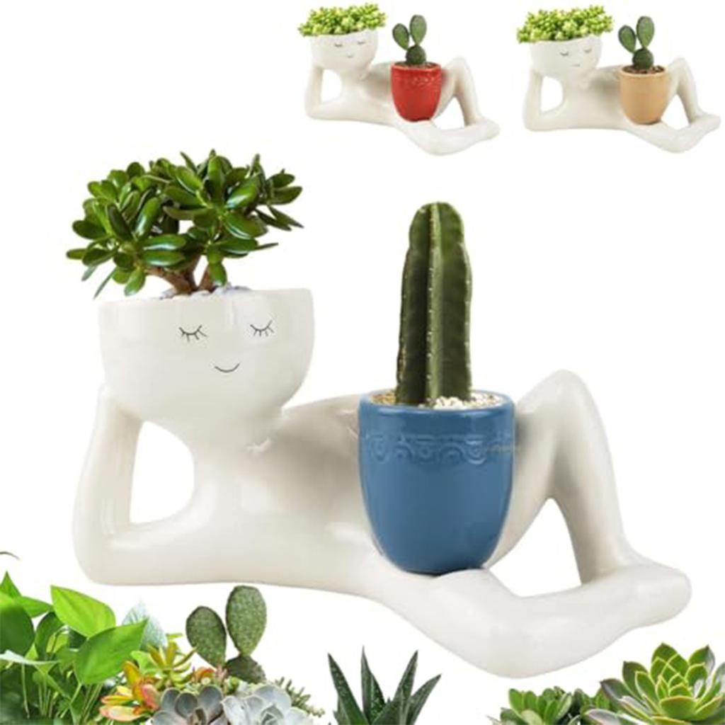 Interesting Resin Flower Pots, Beautiful Lying Postures Of Plants And Cacti, Unique Garden Decoration Gifts