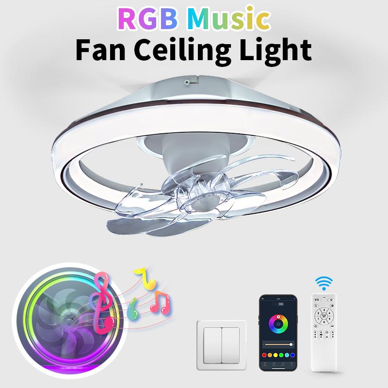 Smart LED Ceiling Fan With Light 7-blade Oscillating Fan Light APP Remote Control Ceiling Lamp Fan 6 Levels of Wind Speed