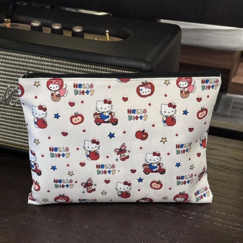Kawaii Sanrio Hello Kitty Large Capacity Women'S Cosmetic Bags Cute Kt Cat Storage Bag With Zipper Female Travel Clutch Bag