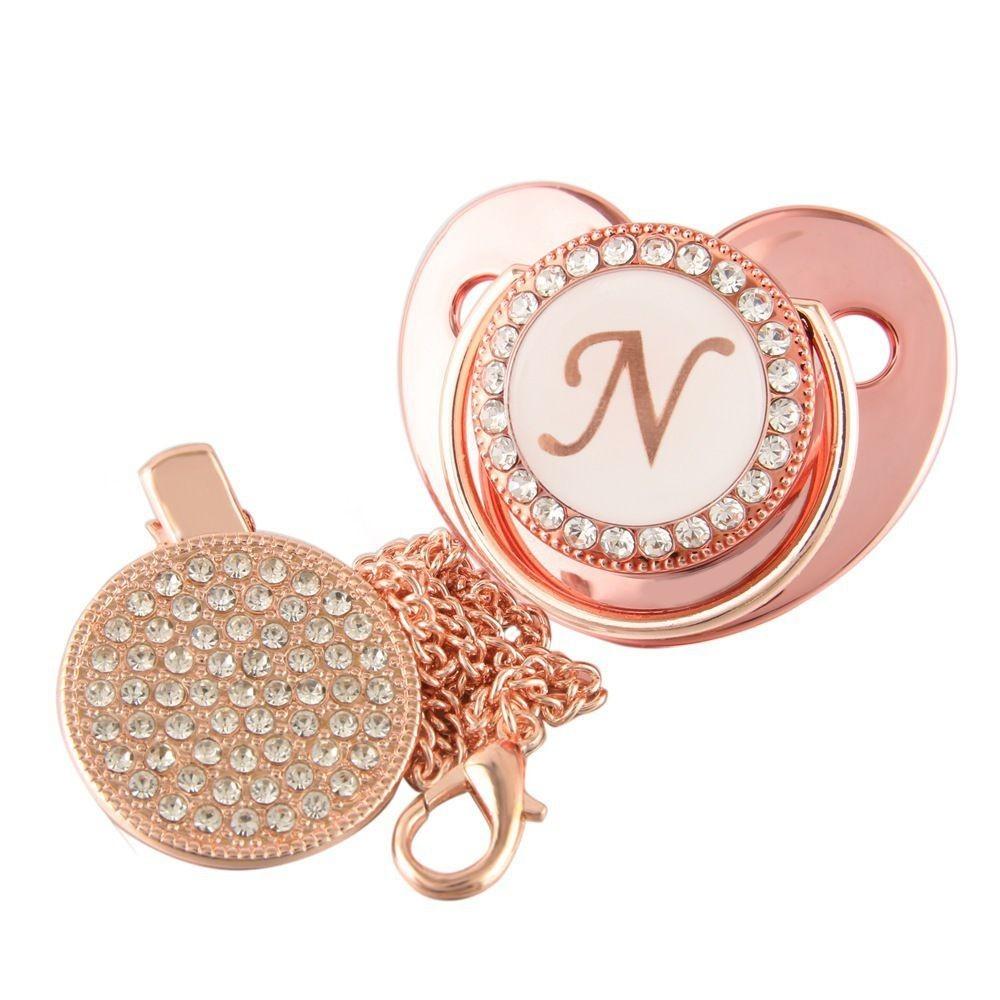 Stunning Crystal Rhinestone Baby Soothers And Pacifier Clips Bpa-free Silicone